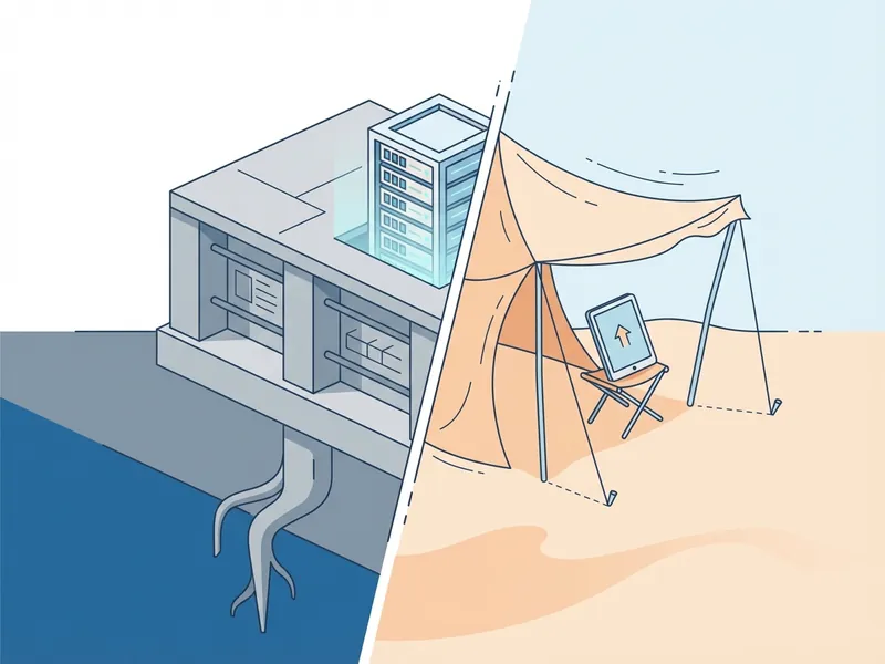 Illustration comparing website ownership to renting space on social media platforms