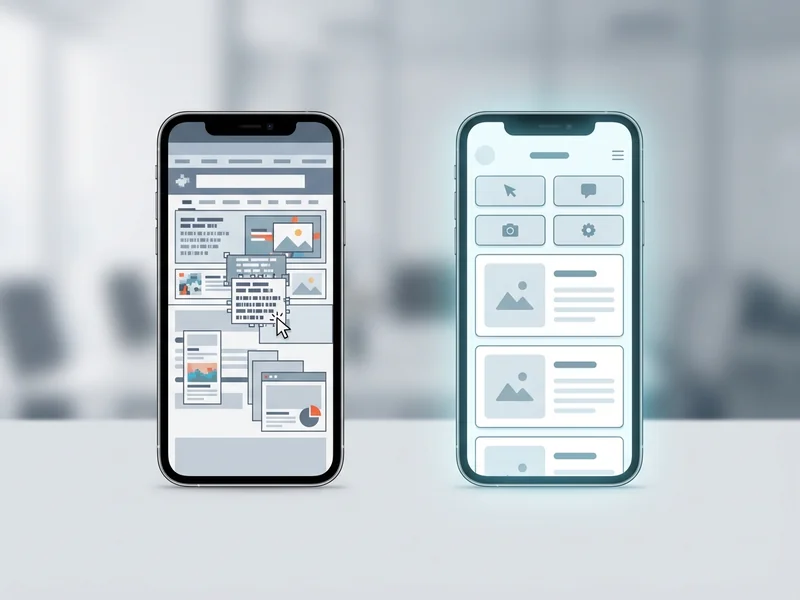 Split screen showing same website on phone - one broken and hard to read, one mobile-optimized