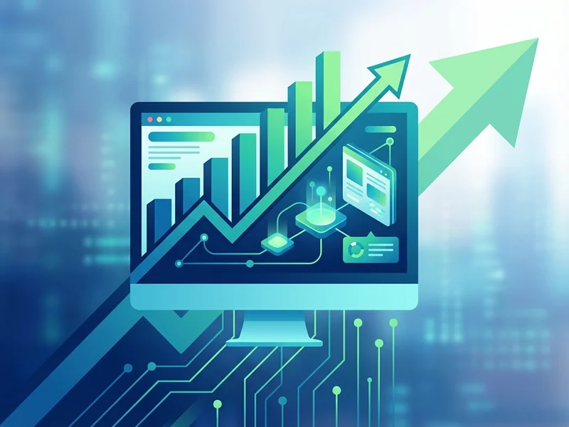 Upward-trending growth chart showing increased website traffic after successful redesign