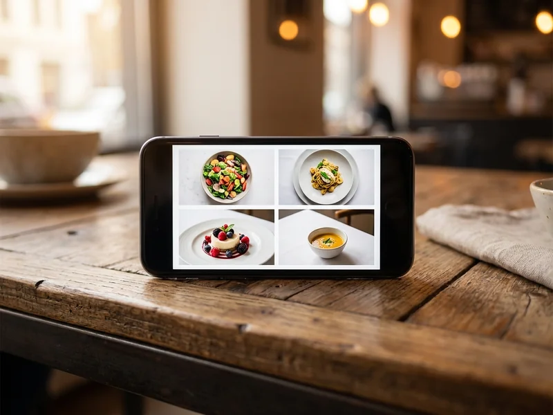 Restaurant menu displayed clearly on smartphone screen with appetizing food photos