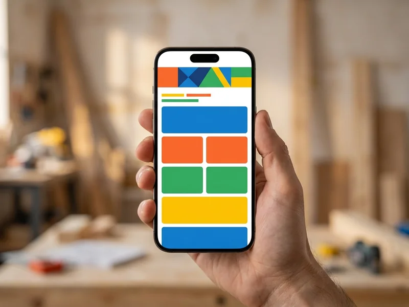Smartphone displaying a clean, easy-to-use contractor website with large tap targets