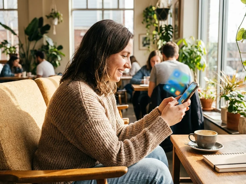 Person using smartphone to search for local fitness classes and personal trainers