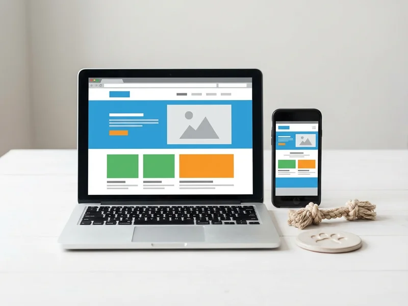 Example of clean, professional pet business website displayed on laptop and mobile phone