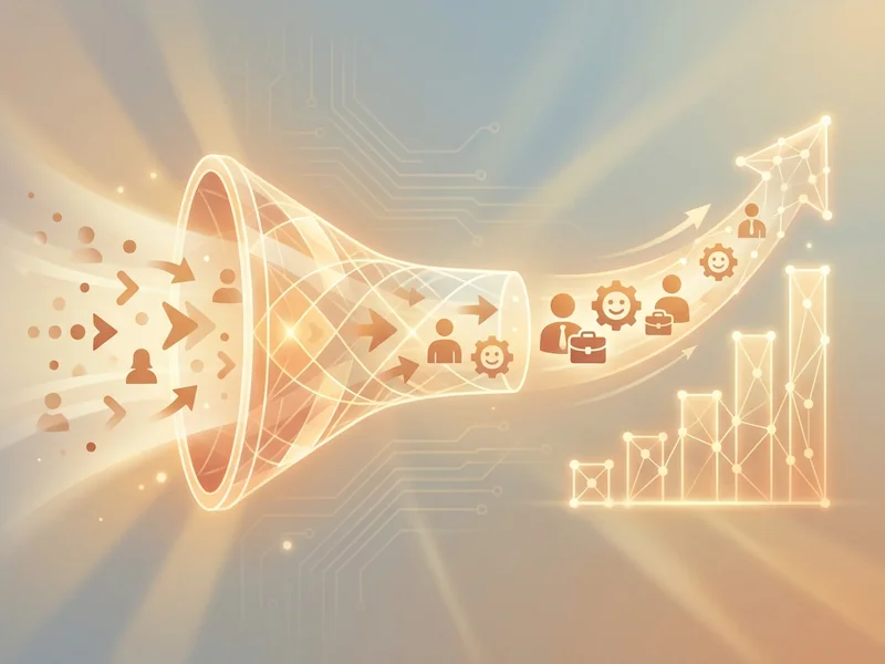 Growth funnel concept showing conversion from website visitors to customers