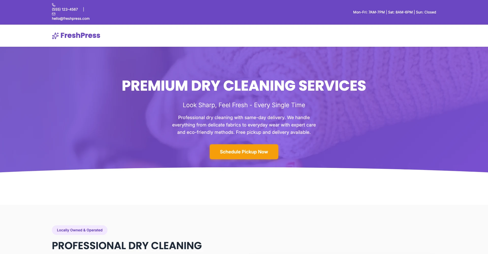 FreshPress Dry Cleaning template